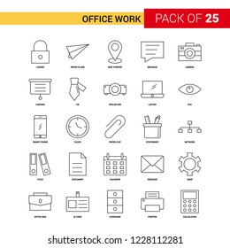Office work Black Line Icon - 25 Business Outline Icon Set