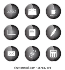 Office Work Black Vector Button Icon Design Set