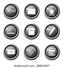 Office Work Black Vector Button Icon Design Set