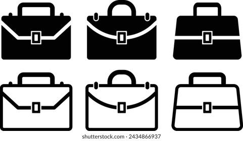 Conjunto de iconos de maletín de trabajo de oficina. ilustración vectorial de maleta de negocio simple.