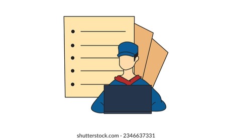 Büroarbeit Geschäftsmann Vektorgrafik-Dokumente und Papierfinanzierung Arbeit.