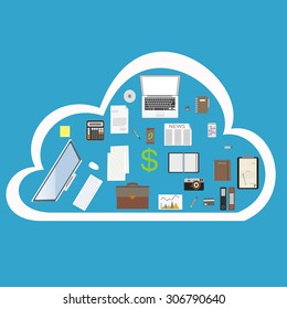 office and work in the cloud online. business, service, network equipment