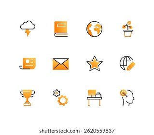 Office work and communication - set of line design style icons