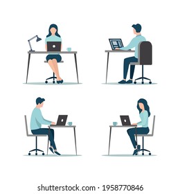Office work concept. Colored flat vector illustration. Isolated on white background.