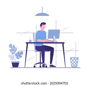 Office work concept. Colored flat vector illustration. Isolated on white background.