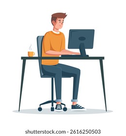 Office work concept. Colored flat vector illustration. White background.