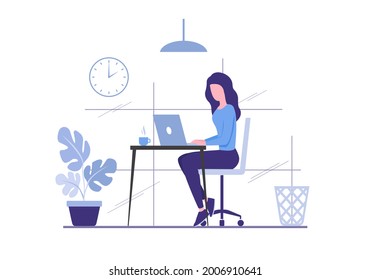 Office work concept. Flat colored vector illustration. Isolated on white background.