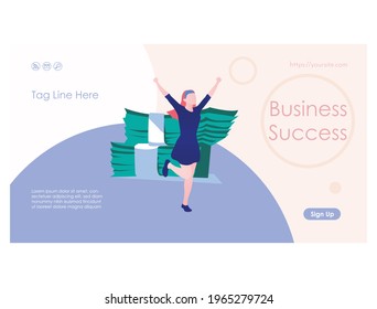 Office work concept landing page template design