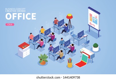 Office work crowd and office scene