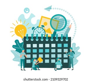 Office work Deadline calendar Teamwork concept vector illustration
