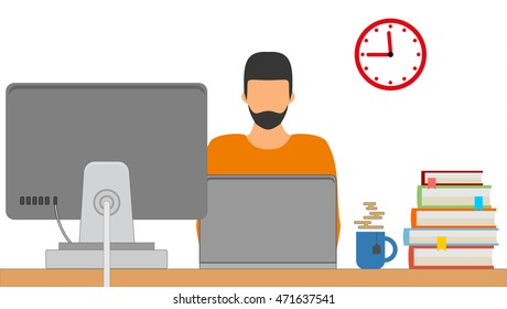 Office Work Employee Vector Illustration Stock Vector (Royalty Free ...