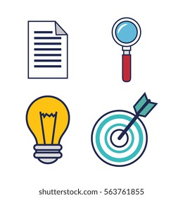 office work equipment flat icons