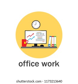 Office work icon. Flat style vector illustration