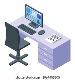 Office work icon. Isometric of Office work vector icon for web design isolated on white background