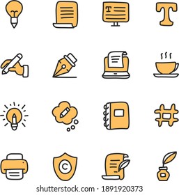 office work icon pack using the hand drawn style with two color tones