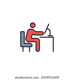 office work icon. vector.Editable stroke.linear style sign for use web design,logo.Symbol illustration.