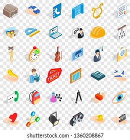 Office work icons set. Isometric style of 36 office work vector icons for web for any design