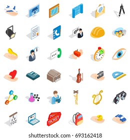 Office work icons set. Isometric style of 36 office work vector icons for web isolated on white background