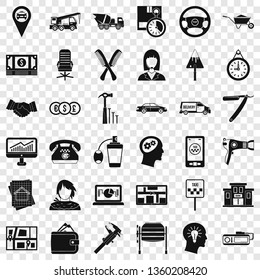 Office work icons set. Simple style of 36 office work vector icons for web for any design