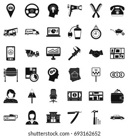 Office work icons set. Simple style of 36 office work vector icons for web isolated on white background