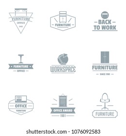 Office work logo set. Simple set of 9 office work vector logo for web isolated on white background