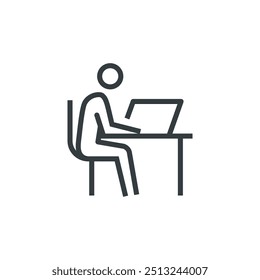 Office work man desk icon, vector illustration