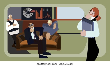 Office work.  Man and woman  working.Vector concept illustration.