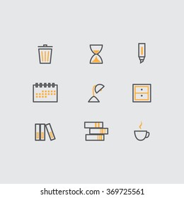 Office and work with orange line icon