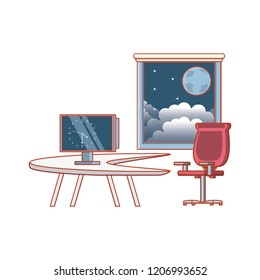 office work place isolated icon