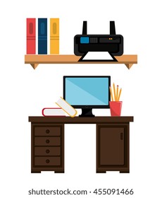 office work place isolated icon design, vector illustration  graphic 