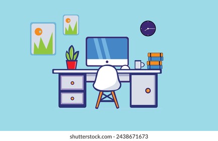 office work place nice vector illustration for use.