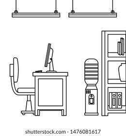 office work place scene with desktop