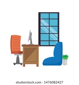 office work place scene with desktop