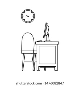 office work place scene with desktop