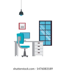 office work place scene with desktop