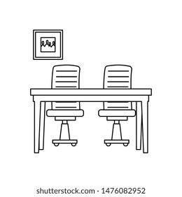 office work place scene icons