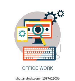office work place vector website banner concept