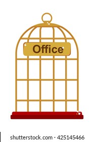 Office work as the reliable gold bird case. Flat vector illustration. Isolated objects.