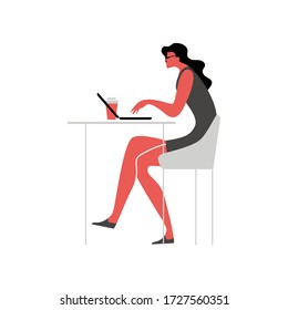 Office work and remote work at home, freelance. People working on computer. Scenes at office. Online education, training, workshops. News and communication.  Vector illustration. 