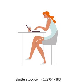 Office work and remote work at home, freelance. People working on computer. Scenes at office. Online education, training, workshops. News and communication.  Vector illustration. 