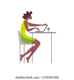 Trabajo de oficina y trabajo remoto en casa, freelance. Personas trabajando en computadoras. Escenas en la oficina. Educación en línea, capacitación, talleres. Noticias y comunicación.  Ilustración vectorial. 