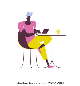 Büroarbeit und Fernarbeit zu Hause, freiberuflich. Leute, die an einem Computer arbeiten. Szenen im Büro. Online-Schulung, Schulung, Workshops. Nachrichten und Kommunikation.  Vector-Abbildung. 
