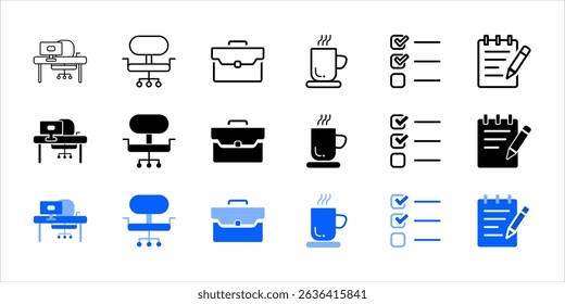 Office Work Routine Icon Pack Collection