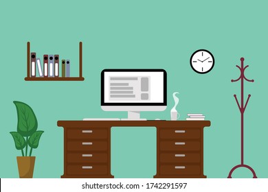office work scene with desktop 