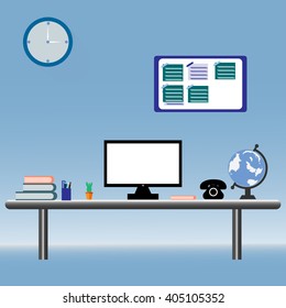 office work space with objects