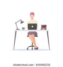 Office work and studying concept. Colored flat vector illustration. Isolated on white background.