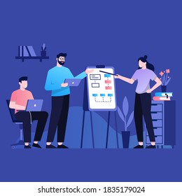 Trabajo de oficina, trabajo en equipo, análisis de negocios, trabajo, inicio, colaboración, desarrollo de negocios, trabajo de negocios. Ilustración vectorial de gradiente