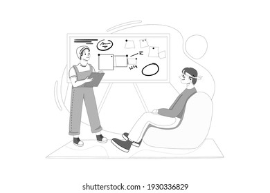 Concepto de Ilustración de vectores de trabajo de Office. Ilustración plana aislada en fondo blanco.