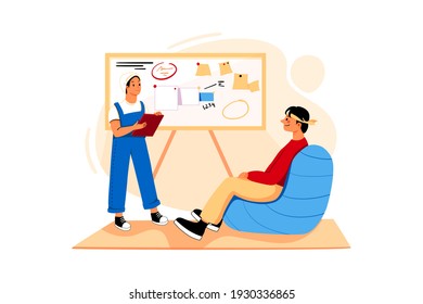 Office Work Vector Illustration Konzept. Flache Illustration einzeln auf weißem Hintergrund.