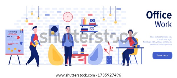 Office Work Web Banner Template Vector Stock Vector (Royalty Free ...